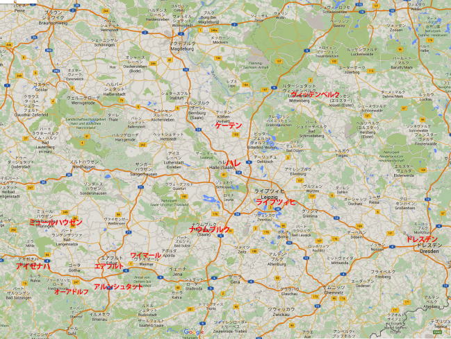 ライプツィヒ近郊の町　案内地図